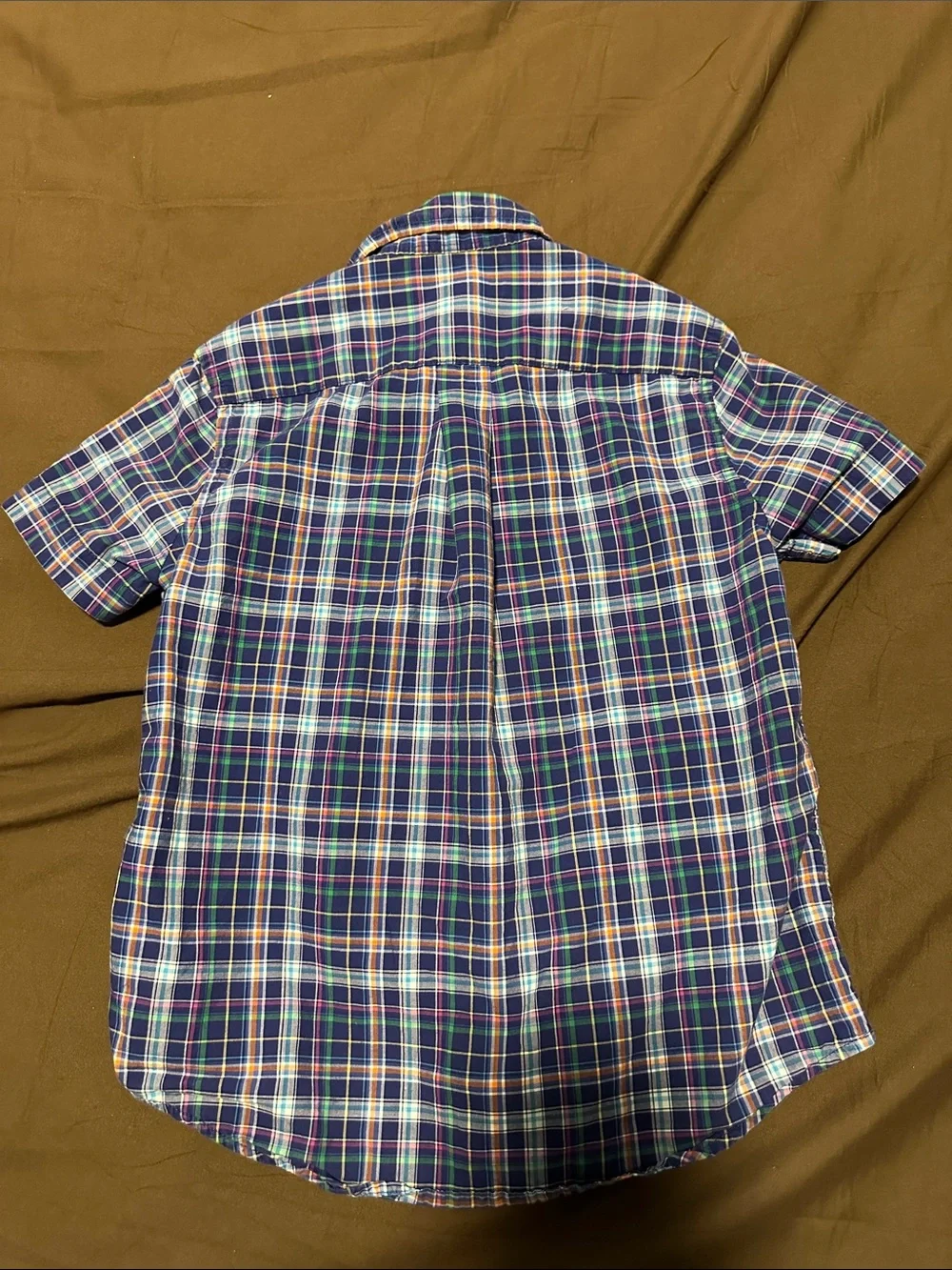 Ralph Lauren Boy Short-Sleeve Button-Down Shirt - Navy Blue